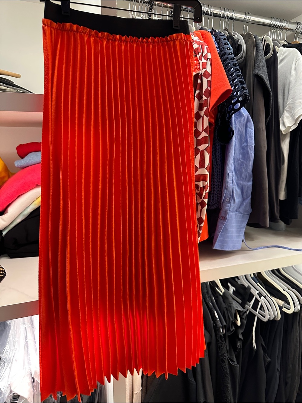 Dex Pleated Orange A-Line Skirt